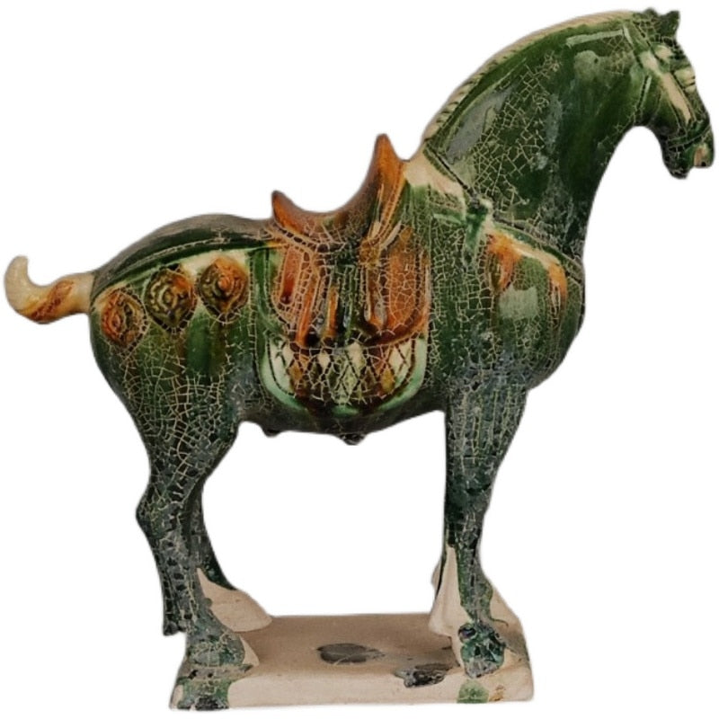 Excavated From the Imitation Museum Home Decor Tang Sancai Green Glazed War Horse Antique Porcelain Antiques Antiques Room acacuss