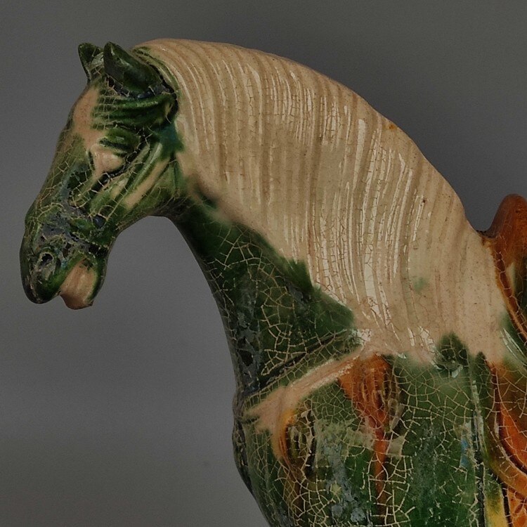 Excavated From the Imitation Museum Home Decor Tang Sancai Green Glazed War Horse Antique Porcelain Antiques Antiques Room acacuss