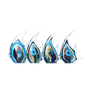 Exquisite Blue Stripe Tropical Fish Sculpture Hand-blown Glass Sculpture Home Decoration Glass Fish Home Interior Decor Craft acacuss