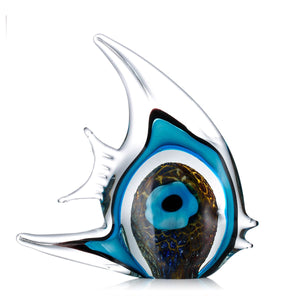 Exquisite Blue Stripe Tropical Fish Sculpture Hand-blown Glass Sculpture Home Decoration Glass Fish Home Interior Decor Craft acacuss