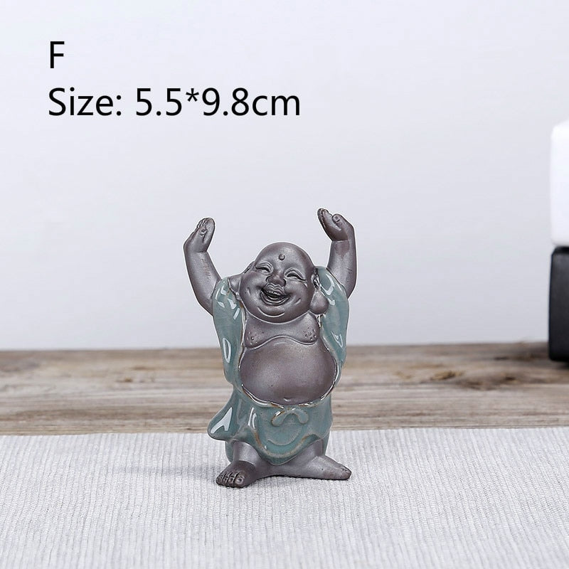 F Bonsai Fairy Garden Ornament Ceramic Figure Ge Yao Zen Meaning Little Monk Micro Landscape Home Decoration Accessories Tea Pet acacuss