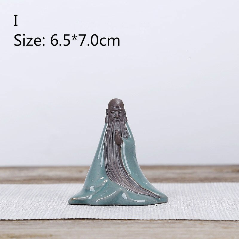 F Bonsai Fairy Garden Ornament Ceramic Figure Ge Yao Zen Meaning Little Monk Micro Landscape Home Decoration Accessories Tea Pet acacuss