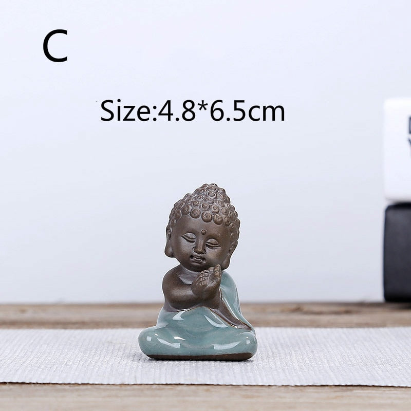 F Bonsai Fairy Garden Ornament Ceramic Figure Ge Yao Zen Meaning Little Monk Micro Landscape Home Decoration Accessories Tea Pet acacuss