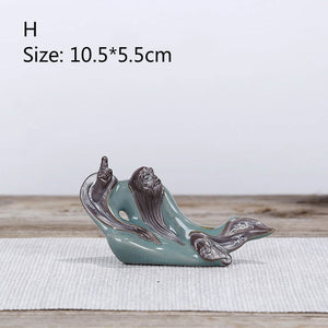 F Bonsai Fairy Garden Ornament Ceramic Figure Ge Yao Zen Meaning Little Monk Micro Landscape Home Decoration Accessories Tea Pet acacuss
