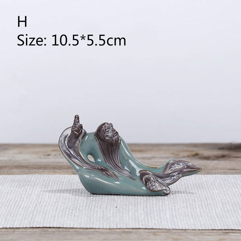 F Bonsai Fairy Garden Ornament Ceramic Figure Ge Yao Zen Meaning Little Monk Micro Landscape Home Decoration Accessories Tea Pet acacuss