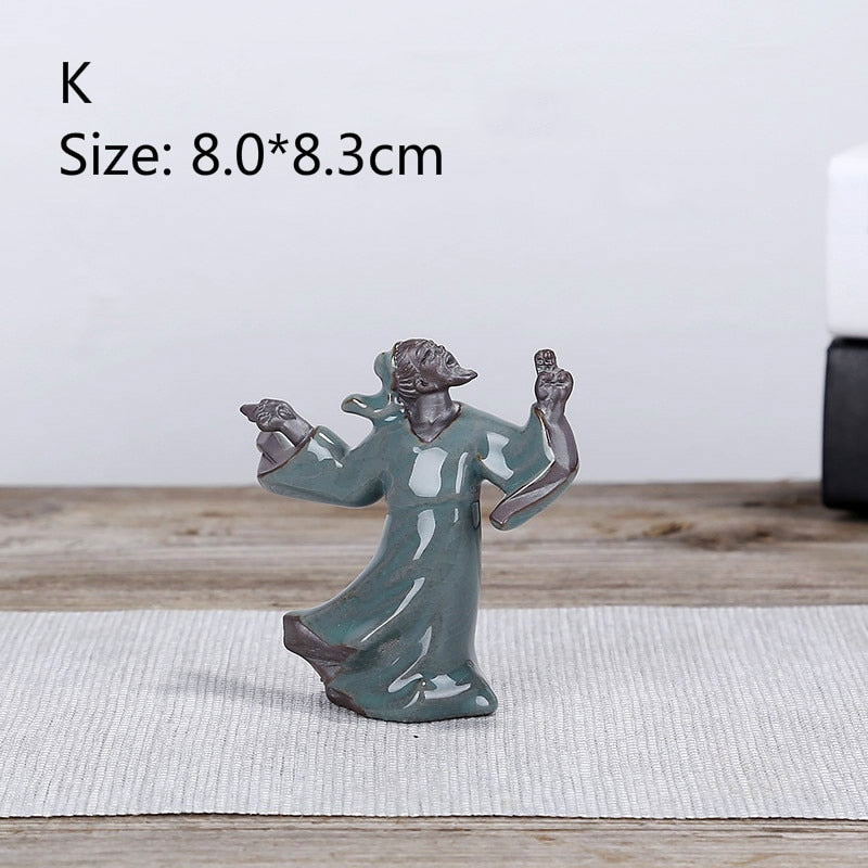 F Bonsai Fairy Garden Ornament Ceramic Figure Ge Yao Zen Meaning Little Monk Micro Landscape Home Decoration Accessories Tea Pet acacuss