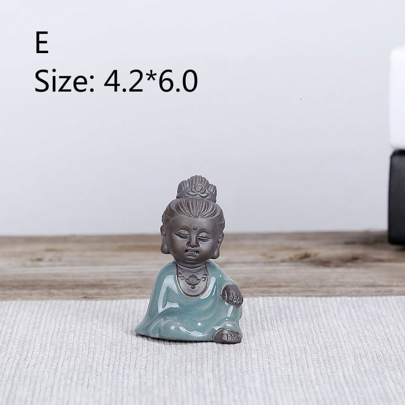 F Bonsai Fairy Garden Ornament Ceramic Figure Ge Yao Zen Meaning Little Monk Micro Landscape Home Decoration Accessories Tea Pet acacuss