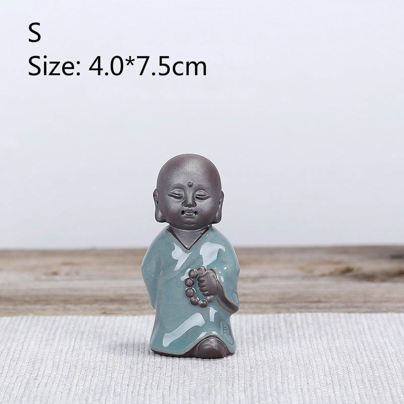 F Bonsai Fairy Garden Ornament Ceramic Figure Ge Yao Zen Meaning Little Monk Micro Landscape Home Decoration Accessories Tea Pet acacuss
