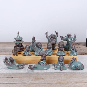 F Bonsai Fairy Garden Ornament Ceramic Figure Ge Yao Zen Meaning Little Monk Micro Landscape Home Decoration Accessories Tea Pet acacuss