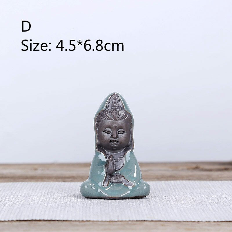 F Bonsai Fairy Garden Ornament Ceramic Figure Ge Yao Zen Meaning Little Monk Micro Landscape Home Decoration Accessories Tea Pet acacuss
