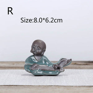 F Bonsai Fairy Garden Ornament Ceramic Figure Ge Yao Zen Meaning Little Monk Micro Landscape Home Decoration Accessories Tea Pet acacuss
