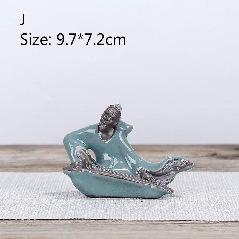 F Bonsai Fairy Garden Ornament Ceramic Figure Ge Yao Zen Meaning Little Monk Micro Landscape Home Decoration Accessories Tea Pet acacuss
