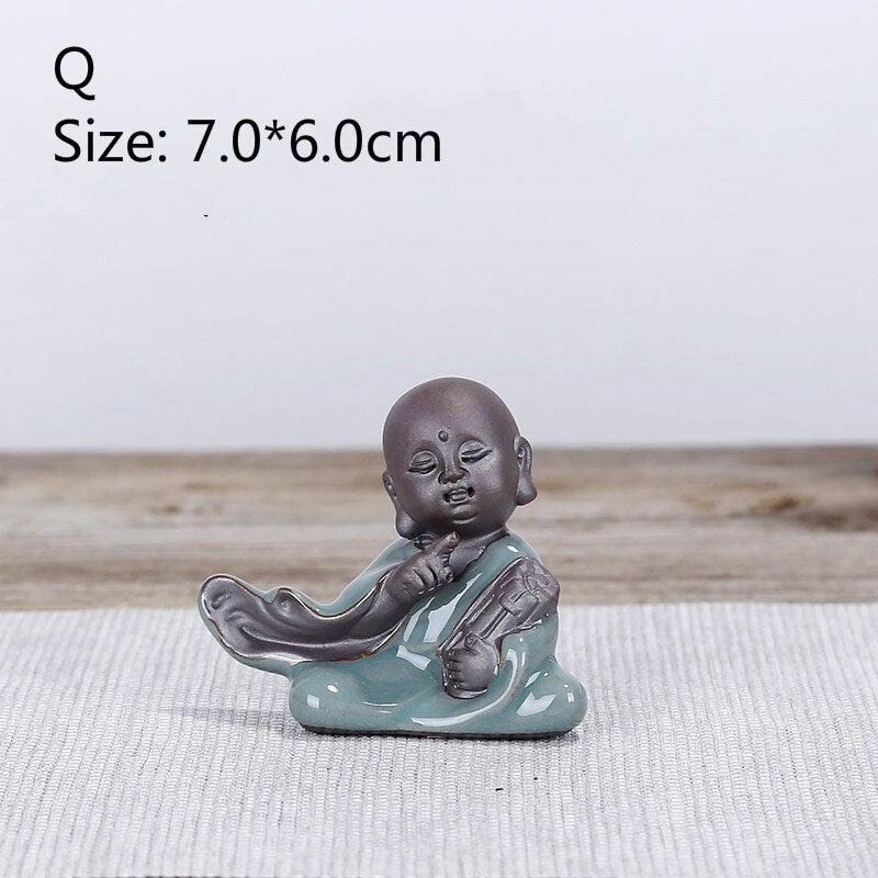 F Bonsai Fairy Garden Ornament Ceramic Figure Ge Yao Zen Meaning Little Monk Micro Landscape Home Decoration Accessories Tea Pet acacuss
