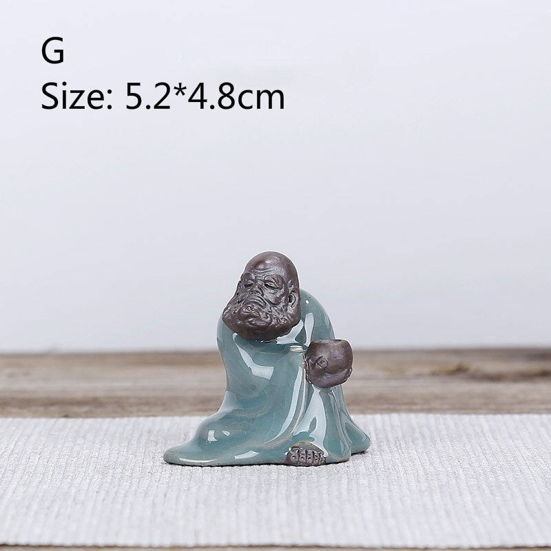 F Bonsai Fairy Garden Ornament Ceramic Figure Ge Yao Zen Meaning Little Monk Micro Landscape Home Decoration Accessories Tea Pet acacuss