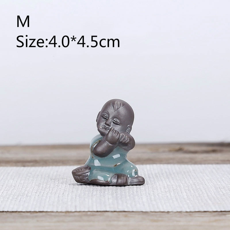 F Bonsai Fairy Garden Ornament Ceramic Figure Ge Yao Zen Meaning Little Monk Micro Landscape Home Decoration Accessories Tea Pet acacuss