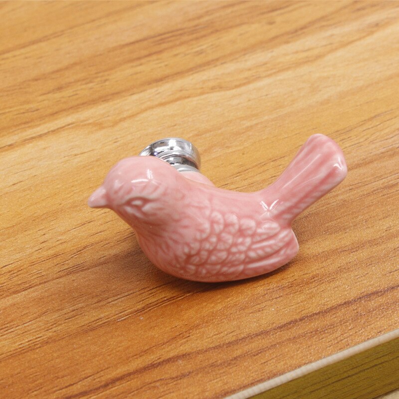 Factory Ceramic Handle European Modern Pigeon Cartoon Children's Cabinet Drawer White Single-hole Handle Bird Cute Fun Children acacuss