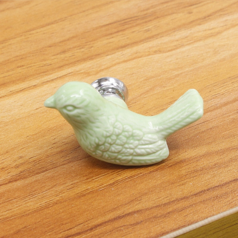 Factory Ceramic Handle European Modern Pigeon Cartoon Children's Cabinet Drawer White Single-hole Handle Bird Cute Fun Children acacuss