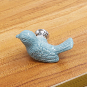 Factory Ceramic Handle European Modern Pigeon Cartoon Children's Cabinet Drawer White Single-hole Handle Bird Cute Fun Children acacuss
