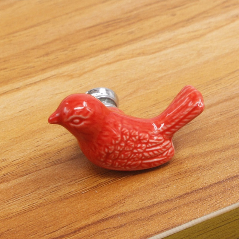 Factory Ceramic Handle European Modern Pigeon Cartoon Children's Cabinet Drawer White Single-hole Handle Bird Cute Fun Children acacuss