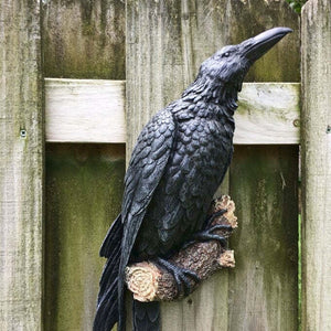 Fake Raven Resin Statue Bird Crow Sculpture Outdoor Crows Halloween Decor Creative for Garden Courtyard Animal Decoration acacuss