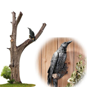 Fake Raven Resin Statue Bird Crow Sculpture Outdoor Crows Halloween Decor Creative for Garden Courtyard Animal Decoration acacuss