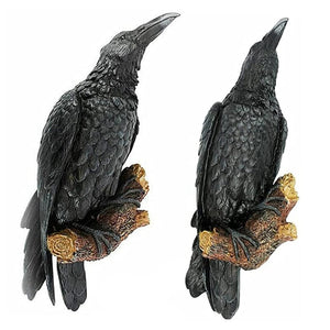 Fake Raven Resin Statue Bird Crow Sculpture Outdoor Crows Halloween Decor Creative for Garden Courtyard Animal Decoration acacuss
