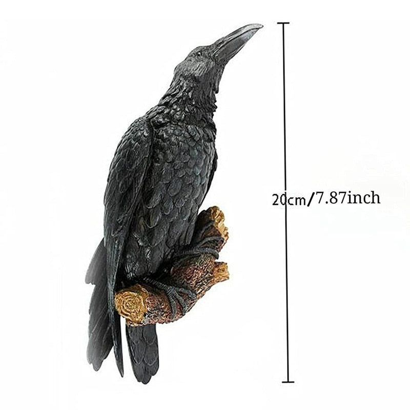 Fake Raven Resin Statue Bird Crow Sculpture Outdoor Crows Halloween Decor Creative for Garden Courtyard Animal Decoration acacuss