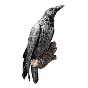 Fake Raven Resin Statue Bird Crow Sculpture Outdoor Crows Halloween Decor Creative for Garden Courtyard Animal Decoration acacuss