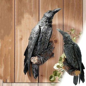 Fake Raven Resin Statue Bird Crow Sculpture Outdoor Crows Halloween Decor Creative for Garden Courtyard Animal Decoration acacuss