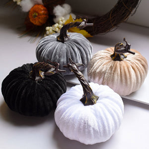 Fake Velvet Pumpkin Halloween Decoration Pumpkins Small Foam Pumpkins Autumn Table Decor Thanksgiving Photography Props acacuss
