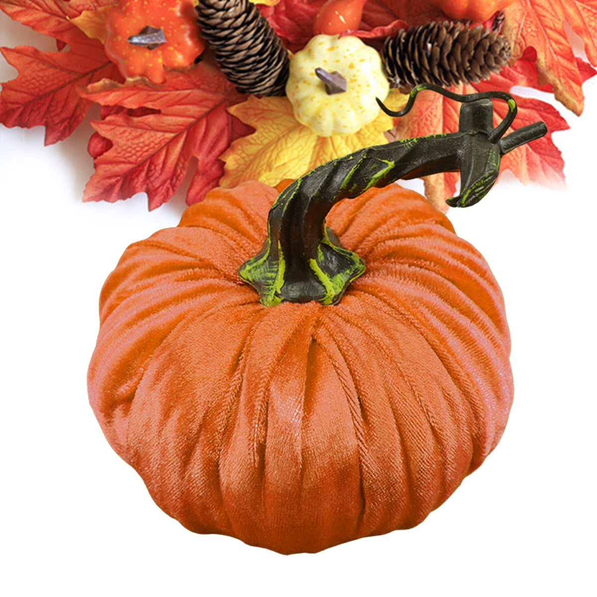 Fake Velvet Pumpkin Halloween Decoration Pumpkins Small Foam Pumpkins Autumn Table Decor Thanksgiving Photography Props acacuss
