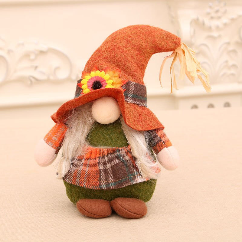 Fall Gnome Figurines Pumpkin Sunflower Swedish Elf Dwarf Plush Ornaments For Christmas Autumn Halloween Thanksgiving Decoration acacuss