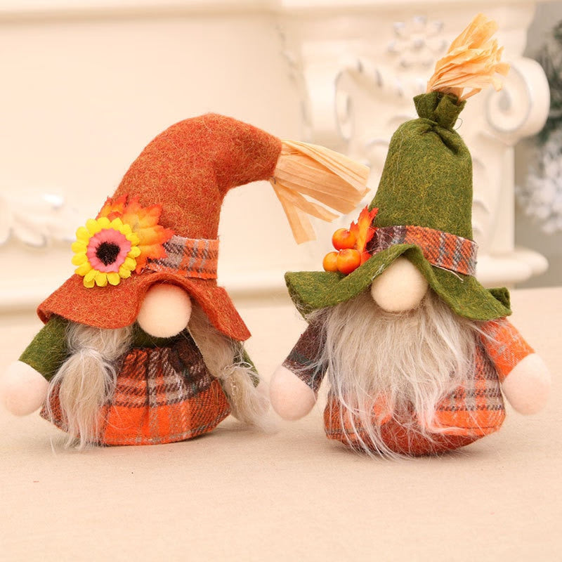 Fall Gnome Figurines Pumpkin Sunflower Swedish Elf Dwarf Plush Ornaments For Christmas Autumn Halloween Thanksgiving Decoration acacuss