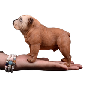 Fashion 1Pcs Beige/Brown British Bulldog Model French English Bulldog Resin Simulation Dog Sculpture Toy for Action Figure acacuss