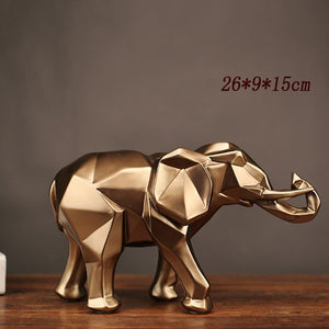 Fashion Abstract Gold Elephant Statue Resin Ornaments Home Decoration Accessories Gift Geometric Elephant Sculpture Crafts Room acacuss