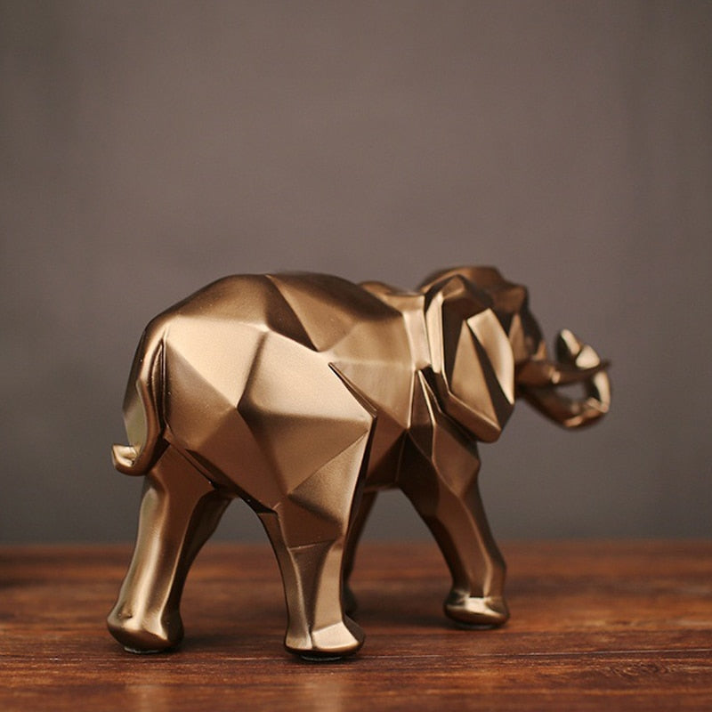 Fashion Abstract Gold Elephant Statue Resin Ornaments Home Decoration Accessories Gift Geometric Elephant Sculpture Crafts Room acacuss