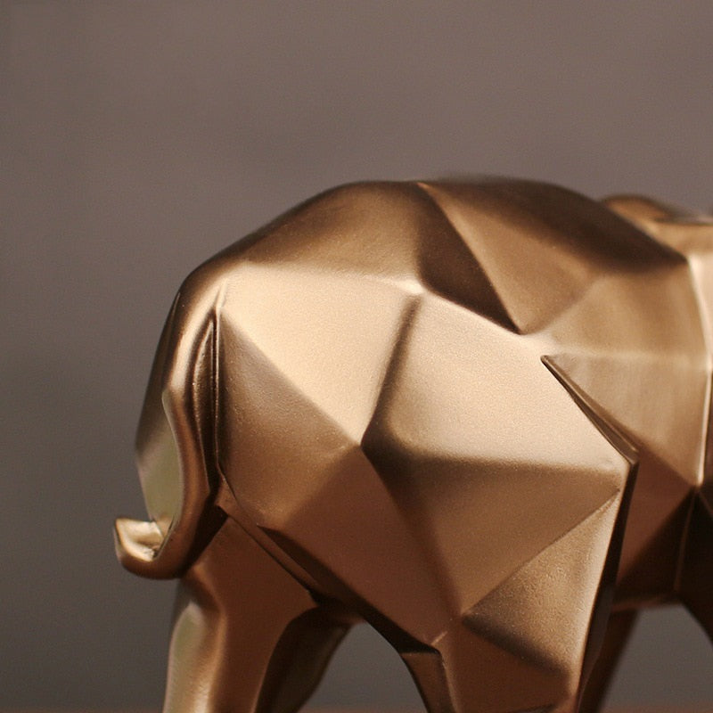 Fashion Abstract Gold Elephant Statue Resin Ornaments Home Decoration Accessories Gift Geometric Elephant Sculpture Crafts Room acacuss