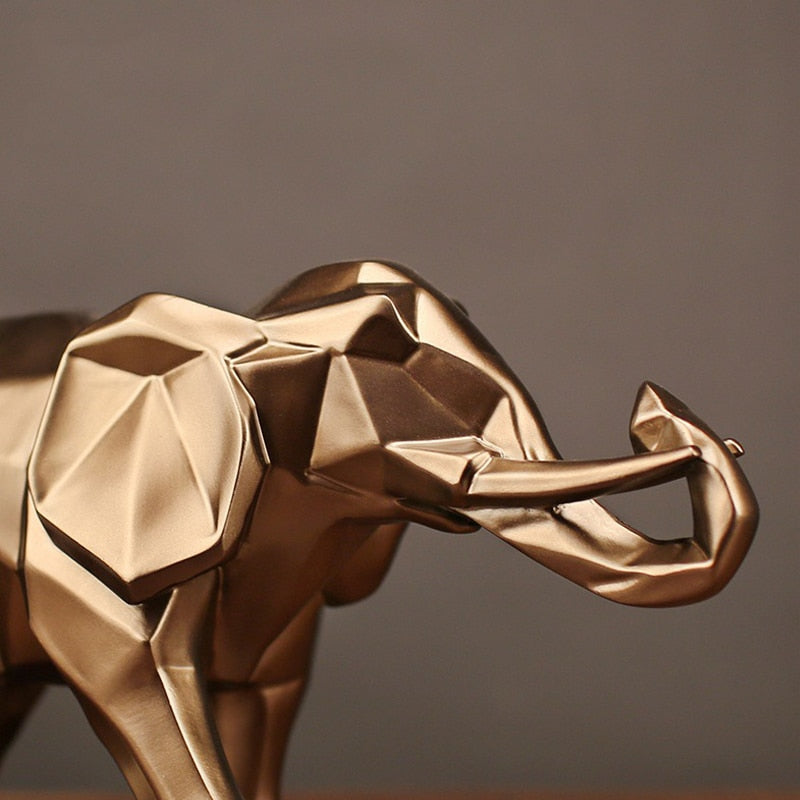 Fashion Abstract Gold Elephant Statue Resin Ornaments Home Decoration Accessories Gift Geometric Elephant Sculpture Crafts Room acacuss