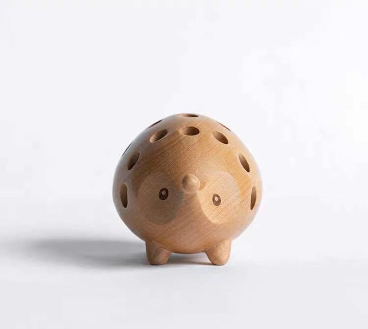 Fashion creative decor Office appliances Pen holder Solid wood hedgehog home souvenir gift for friends acacuss