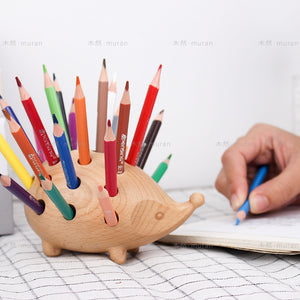 Fashion creative decor Office appliances Pen holder Solid wood hedgehog home souvenir gift for friends acacuss