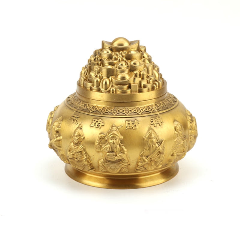 Feng Shui Copper Treasure Bowl Wealth Cornucopia Statue Handicraft Desktop Decor Home Office Decoration acacuss