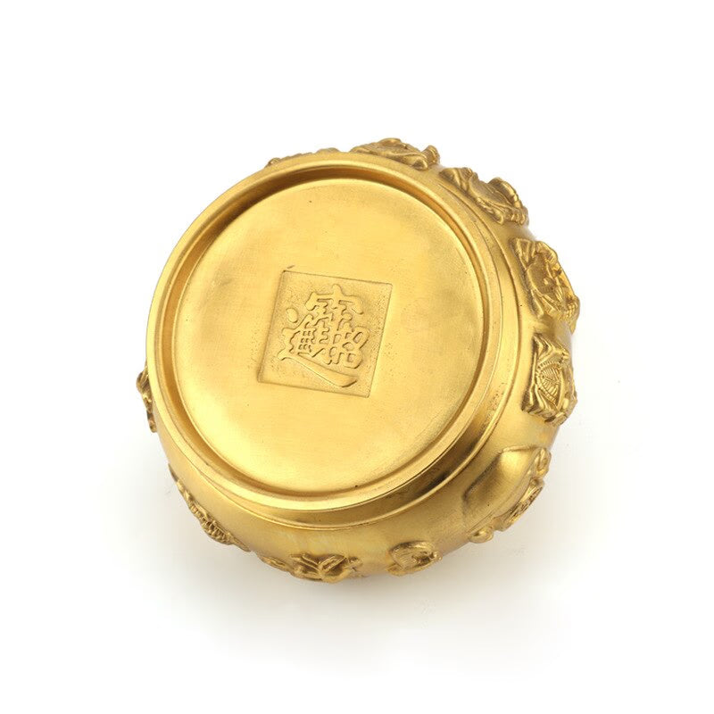 Feng Shui Copper Treasure Bowl Wealth Cornucopia Statue Handicraft Desktop Decor Home Office Decoration acacuss