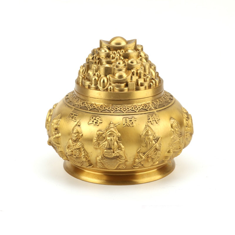 Feng Shui Copper Treasure Bowl Wealth Cornucopia Statue Handicraft Desktop Decor Home Office Decoration acacuss