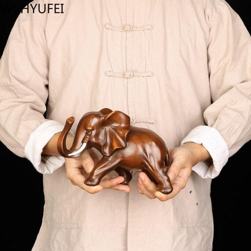 Feng Shui Elegant Elephant Resin Statue Lucky Wealth Figurine Crafts Ornaments Gift for Home Office Desktop Decoration acacuss