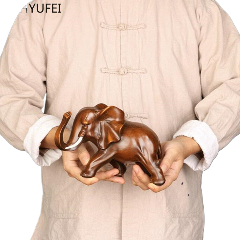 Feng Shui Elegant Elephant Resin Statue Lucky Wealth Figurine Crafts Ornaments Gift for Home Office Desktop Decoration acacuss