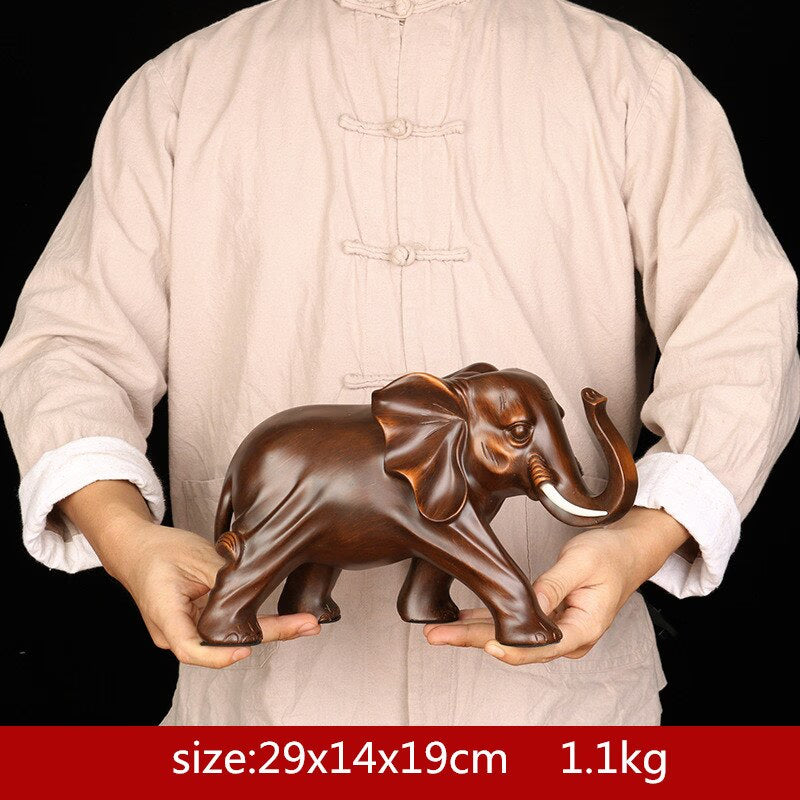 Feng Shui Elegant Elephant Resin Statue Lucky Wealth Figurine Crafts Ornaments Gift for Home Office Desktop Decoration acacuss