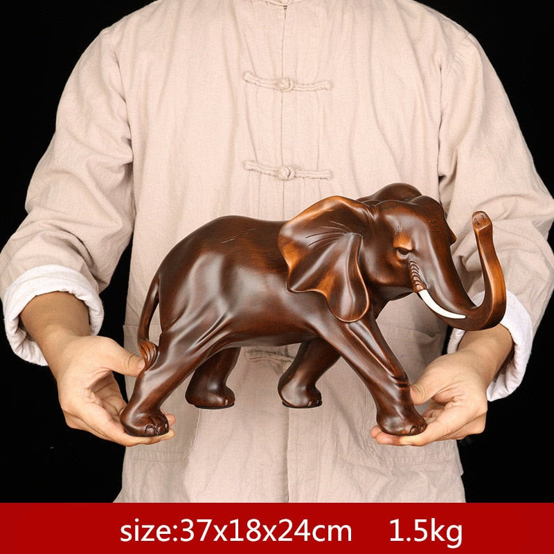 Feng Shui Elegant Elephant Resin Statue Lucky Wealth Figurine Crafts Ornaments Gift for Home Office Desktop Decoration acacuss