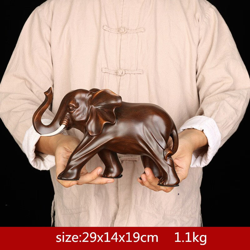 Feng Shui Elegant Elephant Resin Statue Lucky Wealth Figurine Crafts Ornaments Gift for Home Office Desktop Decoration acacuss