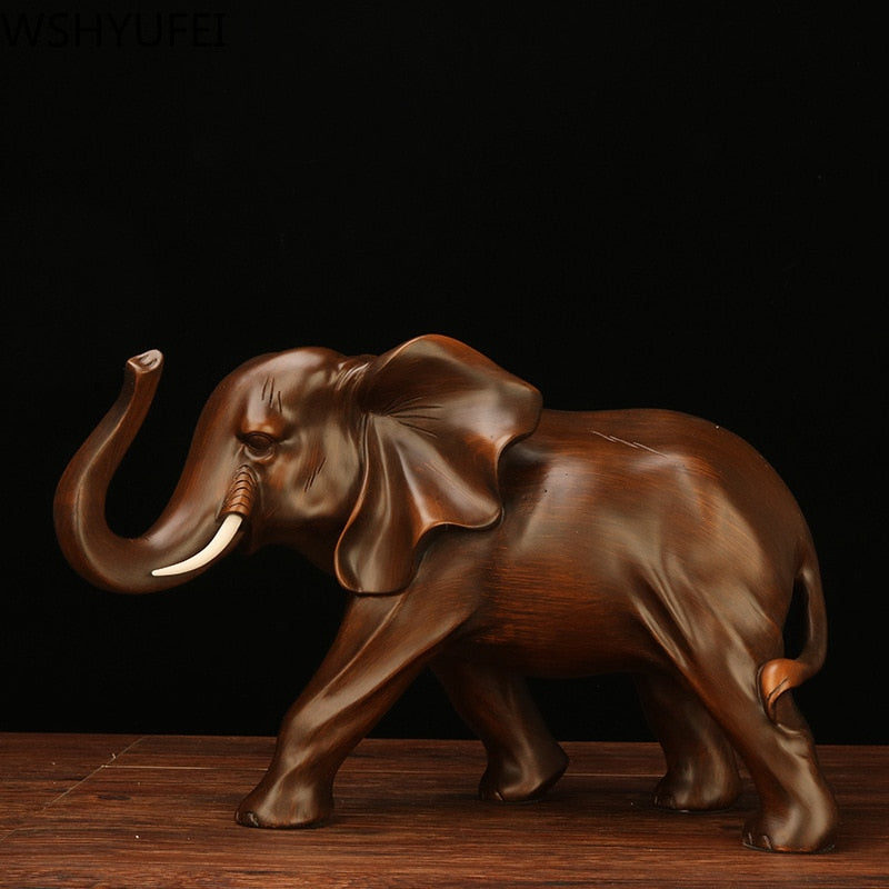 Feng Shui Elegant Elephant Resin Statue Lucky Wealth Figurine Crafts Ornaments Gift for Home Office Desktop Decoration acacuss