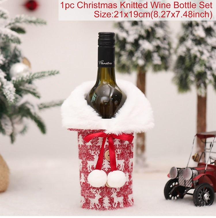 FengRise Christmas Decorations for Home Santa Claus Wine Bottle Cover Snowman Stocking Gift Holders Xmas Navidad Decor New Year acacuss